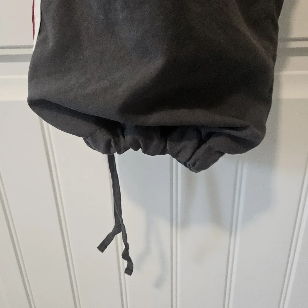 Y2K Nike Charcoal Grey With Burgundy White Stripes And Lining Joggers Tracksuits